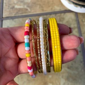 6 piece Bangle Set Beaded and Gold